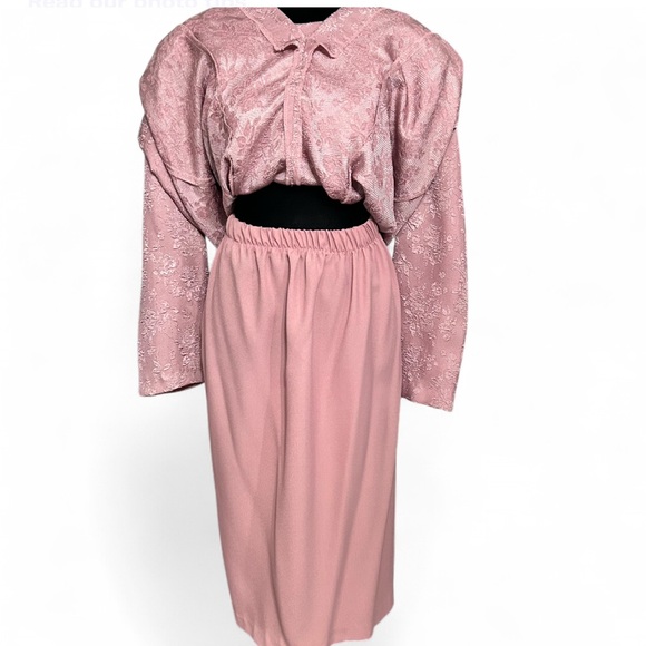 MERYL FASHIONS Ltd Pink Textured  Vintage Dress Suit 16WP. NWOT - Picture 3 of 8